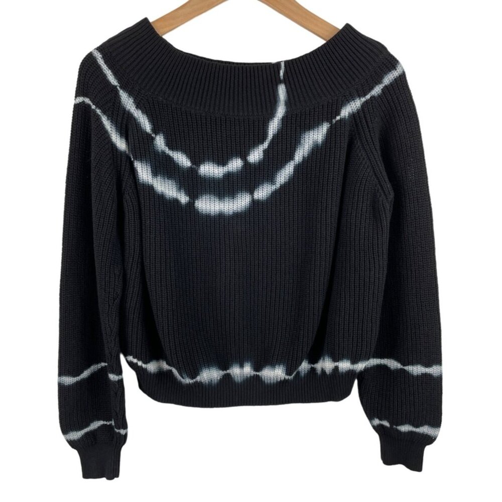 Gilded Intent Womens Size Medium Black &amp; White Cropped Long Sleeve Sweater